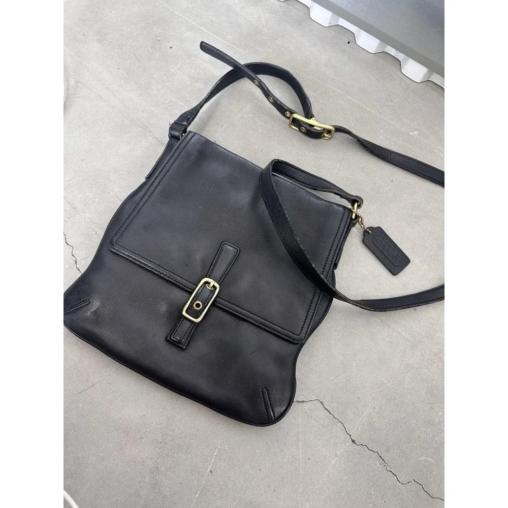 Vintage Coach Legacy, Slim Black Leather Shoulder‎ Bag, Crossbody Purse